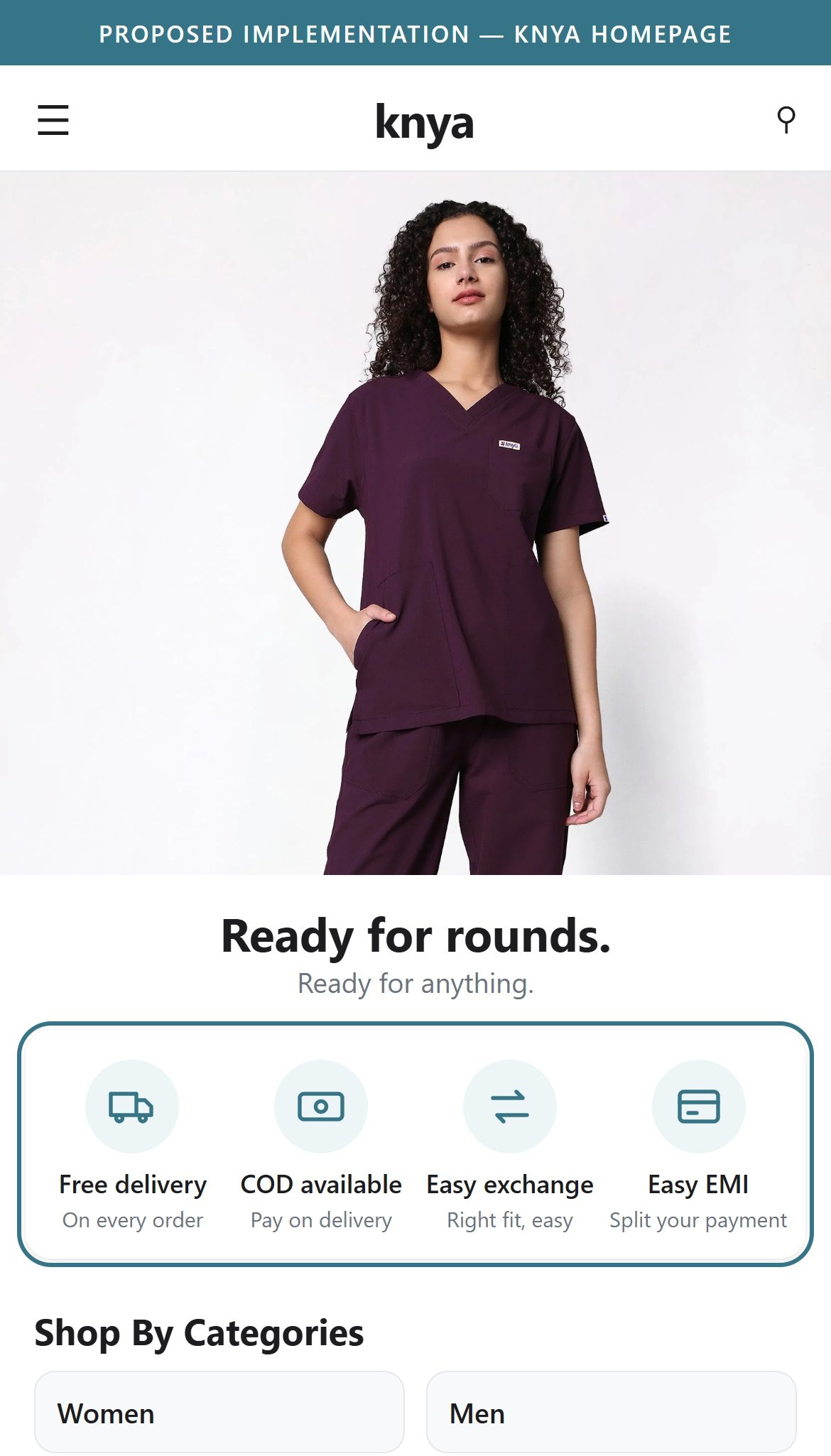 Proposed Implementation — Knya Mobile Homepage